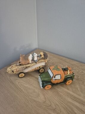 Green and Orange Pumpkin Truck Fall Accent Figurine - Brand